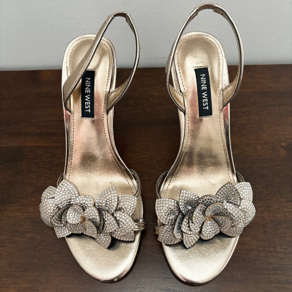 Nine West IDRIV Slingback Heels in Gold